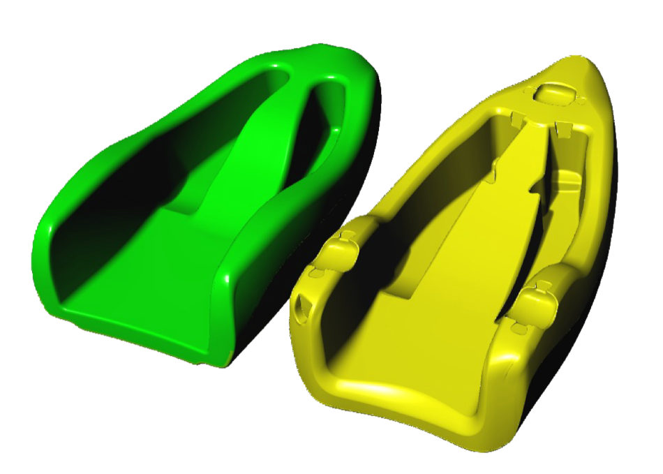 Both hulls seen bow-on