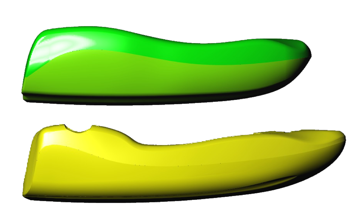 Both hulls in side profile