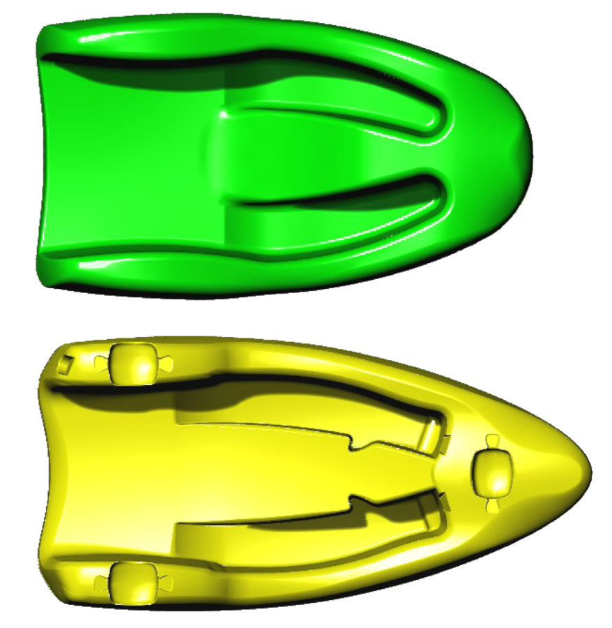 Both hulls from above, Anvil then Tana